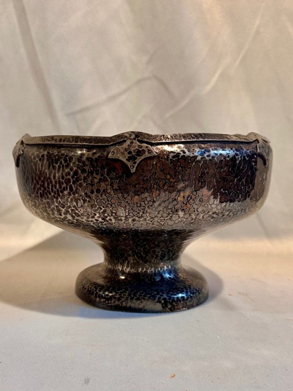 Antique Hammeted Art Deco Silverplate Console Bowl